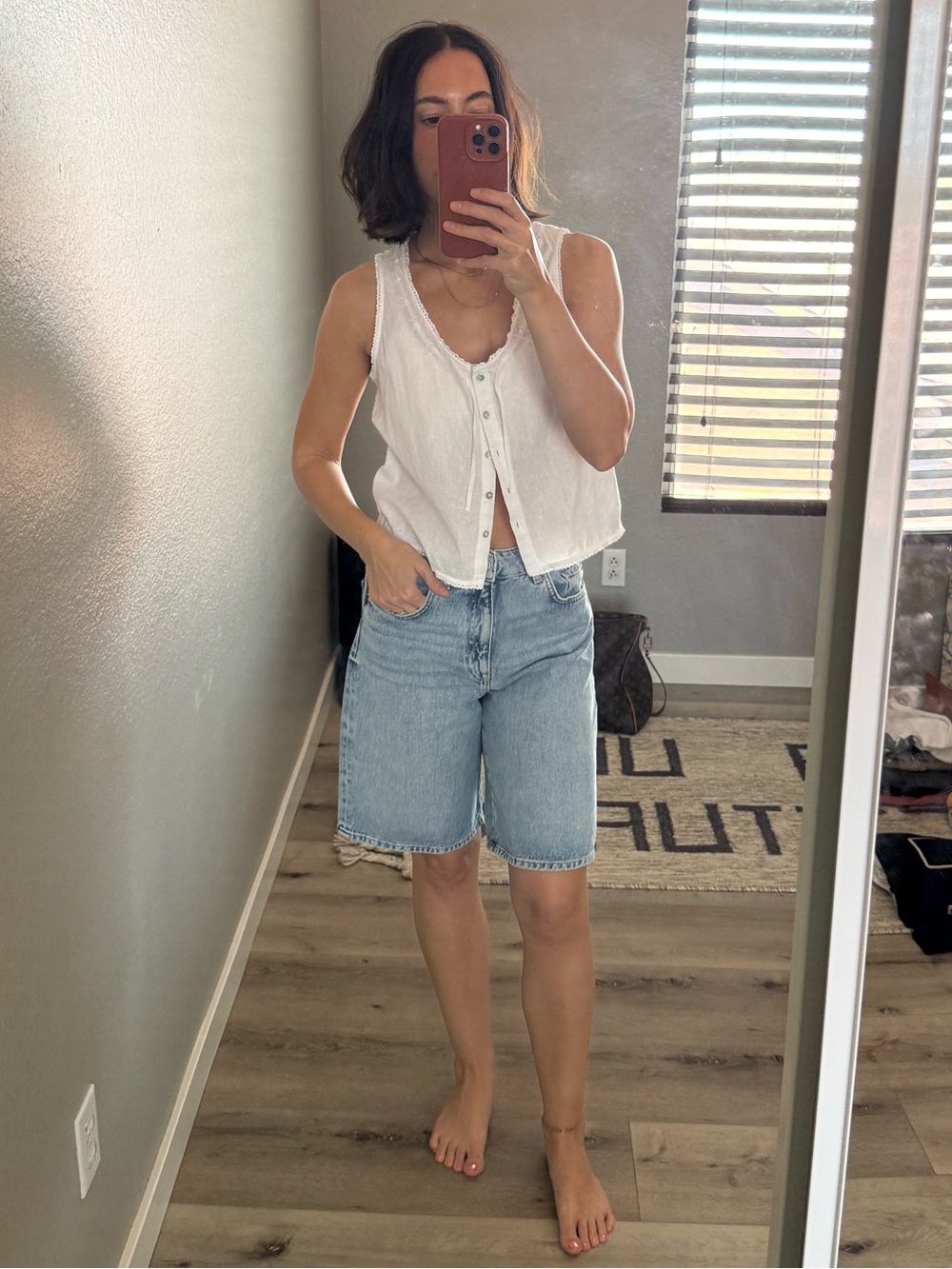 Light Wash Denim Bermuda Shorts